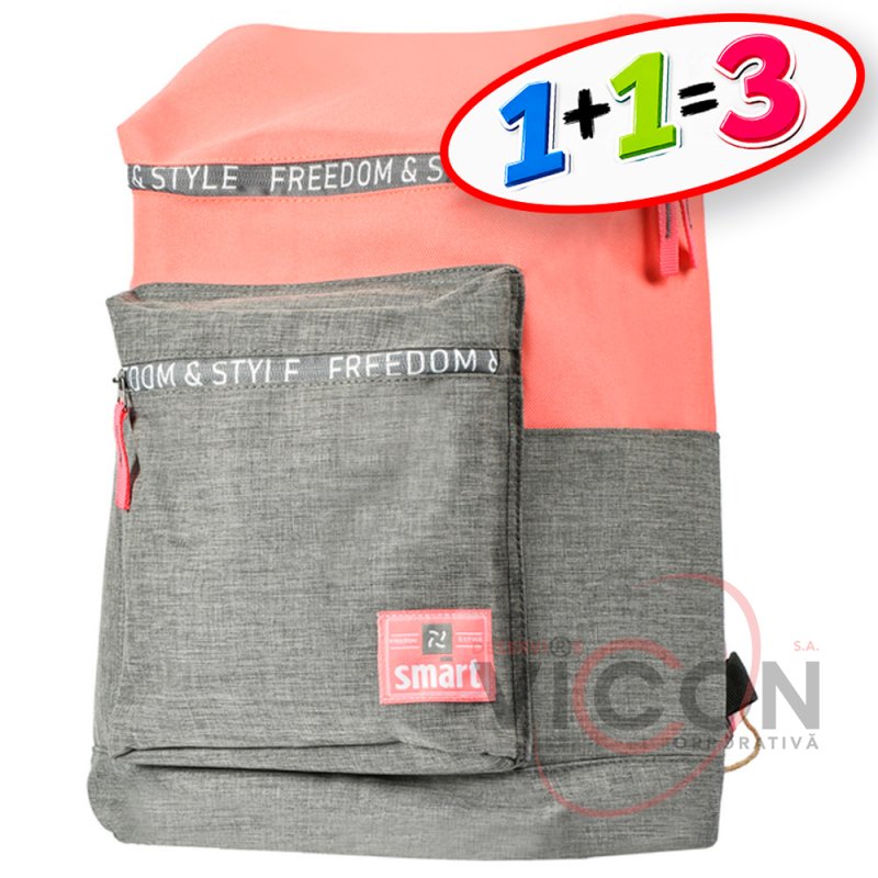 Rucsac pentru tineret SMART TN-04 Lucas Grey/Light Coral pentru fete 558452