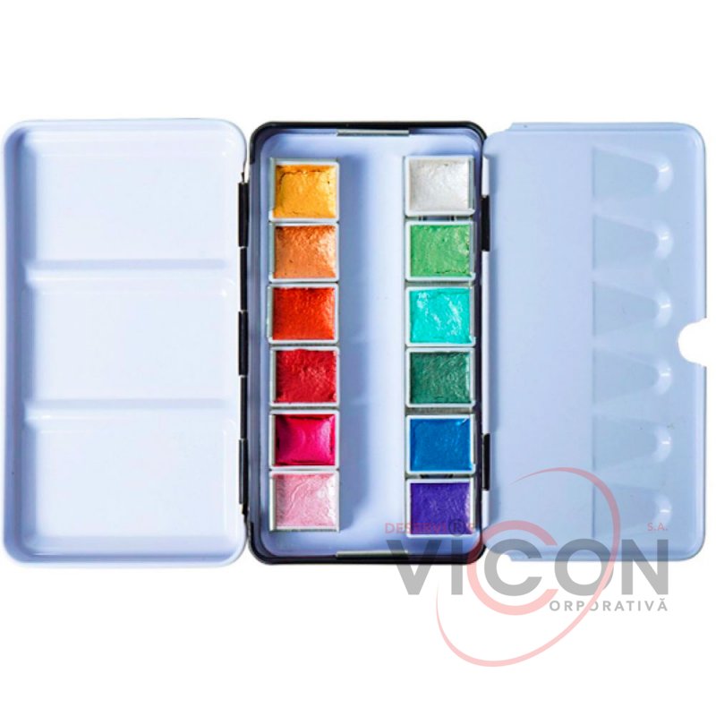 Acuarela Conda 12 culori perlate (cutie metal)