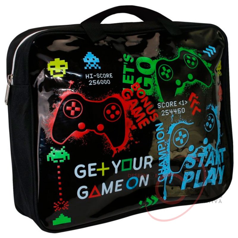 Geantă-servietă textil A4 cu fermoar Game