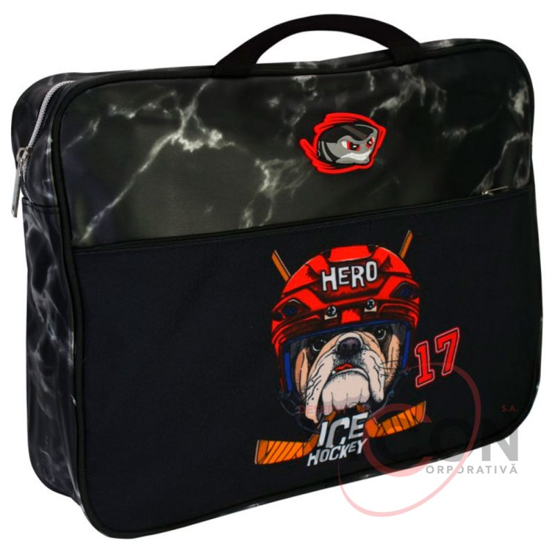 Geantă-servietă textil A4 cu fermoar Hero