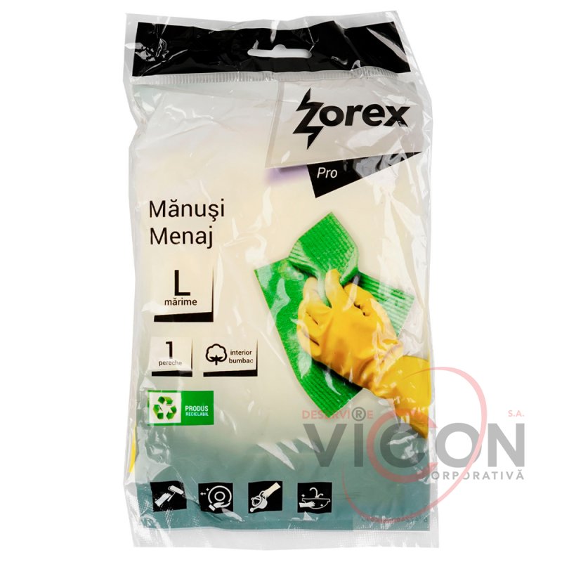 Резиновые перчатки с хлопковой подкладкой Zorex Pro, размер - L