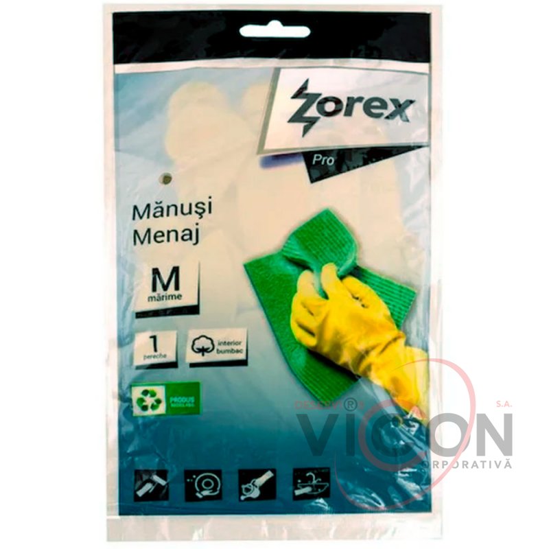 Резиновые перчатки с хлопковой подкладкой Zorex Pro, размер - M
