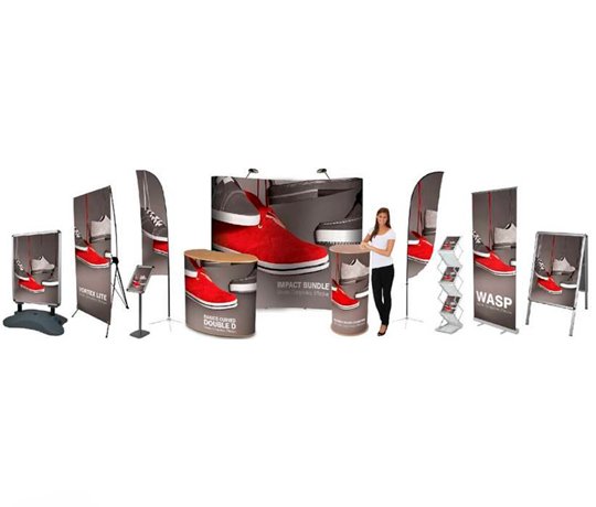 Standuri mobile de publicitate și expoziții, drapele, holdere, rame foto, bannere, cupe și medalii