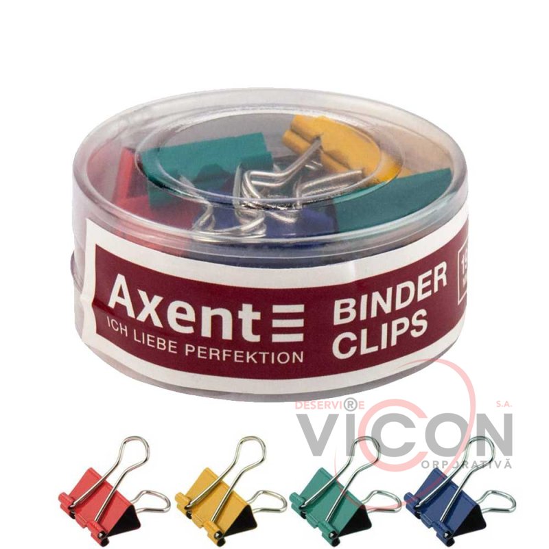Binder Axent 4409-A, 19 mm, 12 buc, culori asortate