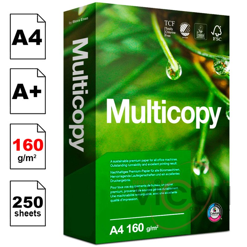 Бумага А4, MULTICOPY, 250 листов, 160 гр/м2, Класс A+