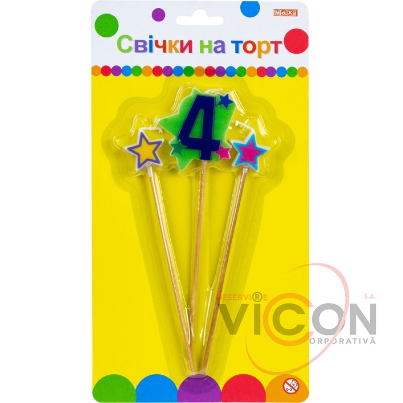 Свечка-Цифра 4 MAXI Звезда (3шт) 4,5см