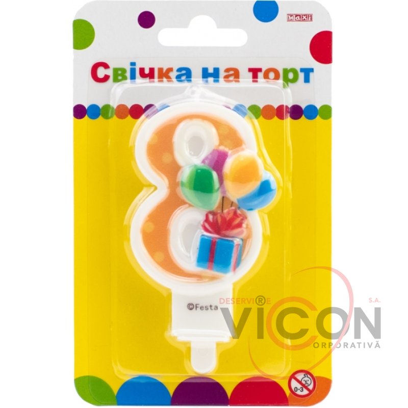 Свечка-Цифра 8 MAXI Воздушные шары/2 части 7,62см