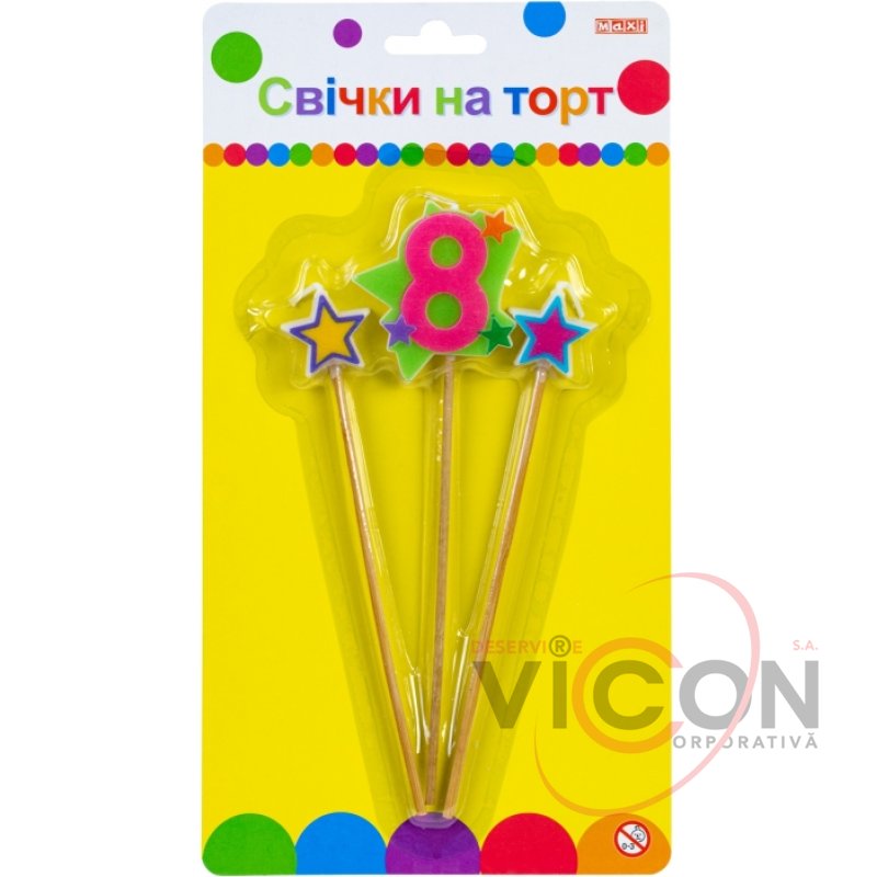 Свечка-Цифра 8 MAXI Звезда (3шт)4,5см