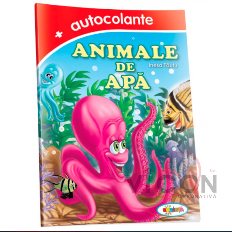 Carte de colorat Animale de apa 70 autocolante, A4,    