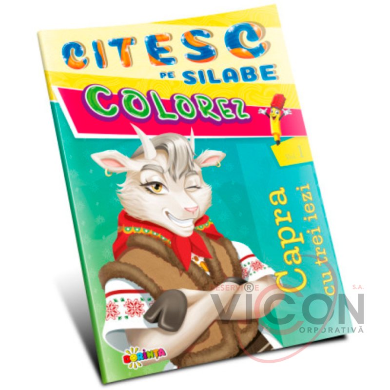Colorez. Citesc pe silabe. Capra cu trei iezi   