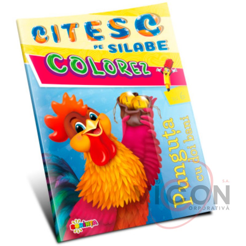 Colorez. Citesc pe silabe. Punguta cu doi bani   