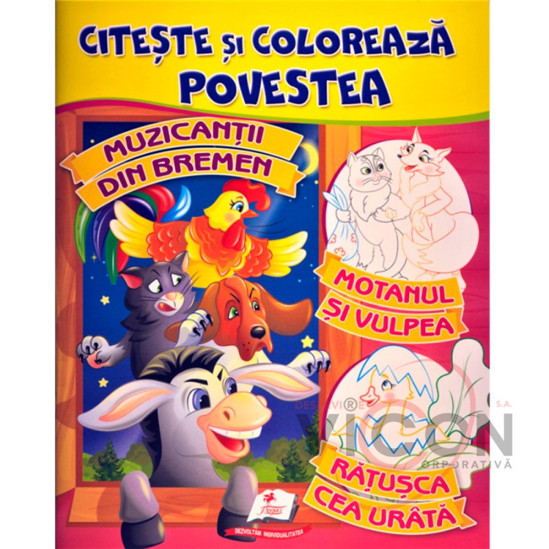 Citește si colorează povestea Muzicantii din Bremen  (25.5*20 cm)    