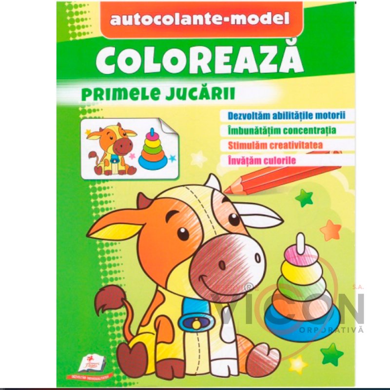 Coloreaza+autocolante Primele jucarii         