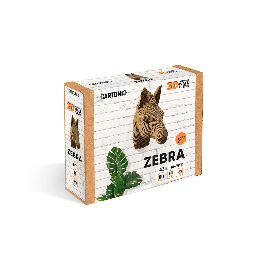 Картонный 3D-пазл Зебра, 41,7x31,0x10 см