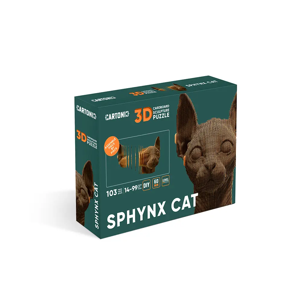 Картонный 3D-пазл Кошка-сфинкс, 31,5x21,5x6 см