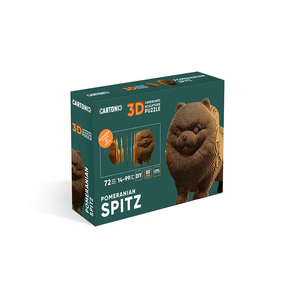 Картонный 3D-пазл Померанский Шпиц, 31,5x21,5x6 см