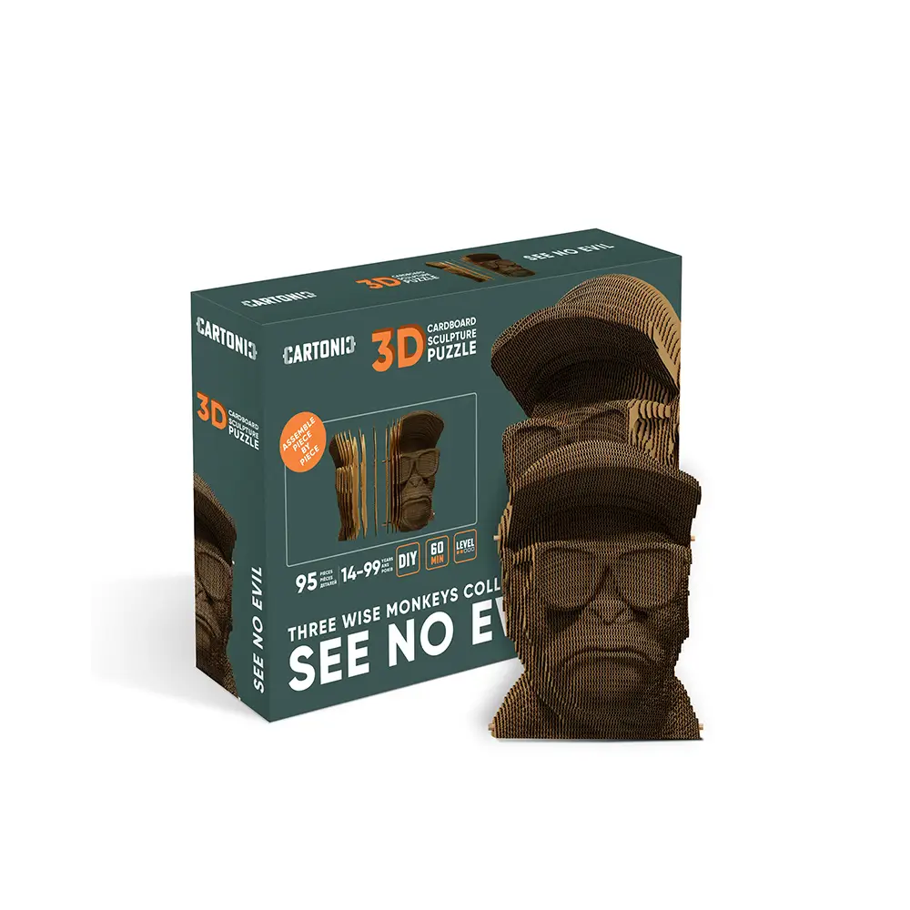 Картонный 3D-пазл Monkeys Se no evil, 31,5x21,5x6 см