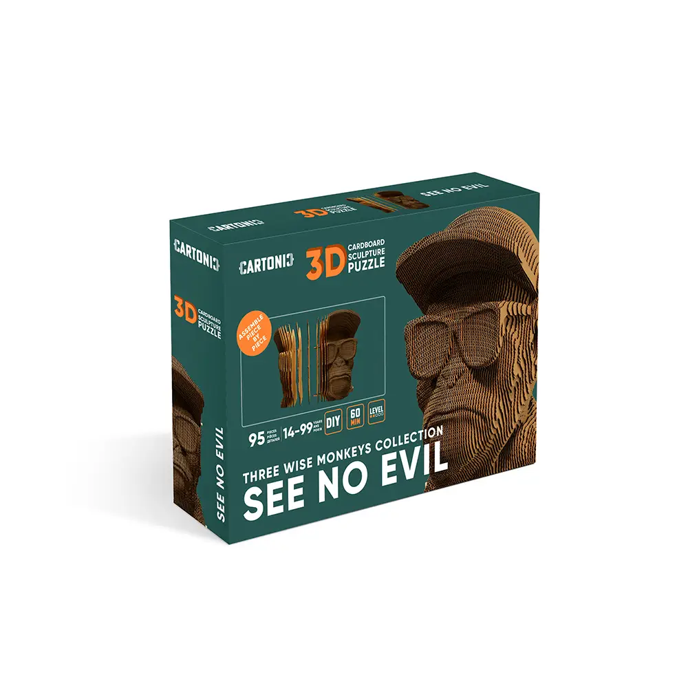 Картонный 3D-пазл Monkeys Se no evil, 31,5x21,5x6 см
