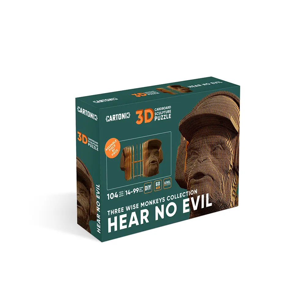 Картонный 3D-пазл Monkeys Hear no evil, 31,5x21,5x6 см