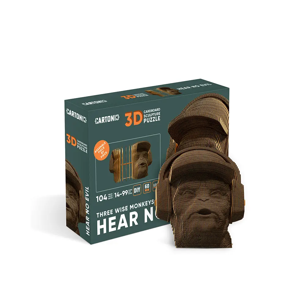 Картонный 3D-пазл Monkeys Hear no evil, 31,5x21,5x6 см