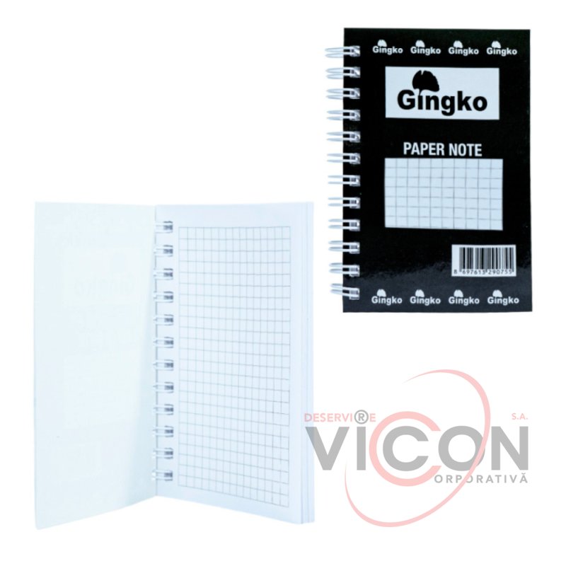 Блокнот A7, 80 листов, клетка, на спирали, Gingko