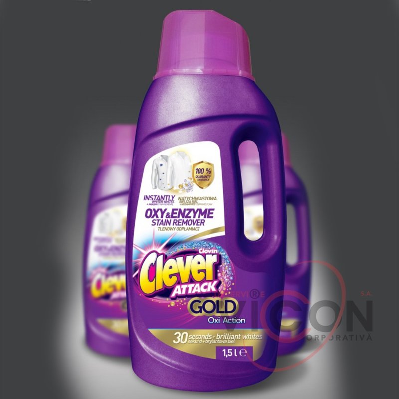 Пятновыводитель кислородный жидкий CLEVER 1,5 л. ATTACK