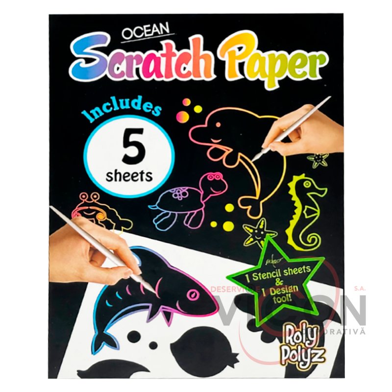Sketchbook creativ (5 foi negre p/u razuire+sablon) 25*18 cm MLD39-2