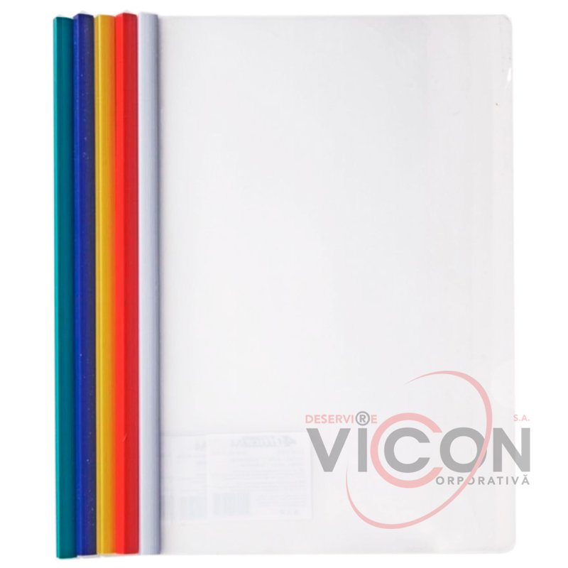 Mapă cu bară de prindere până la 35 de coli 6 mm A4 140 microni culoare asortată 4-249