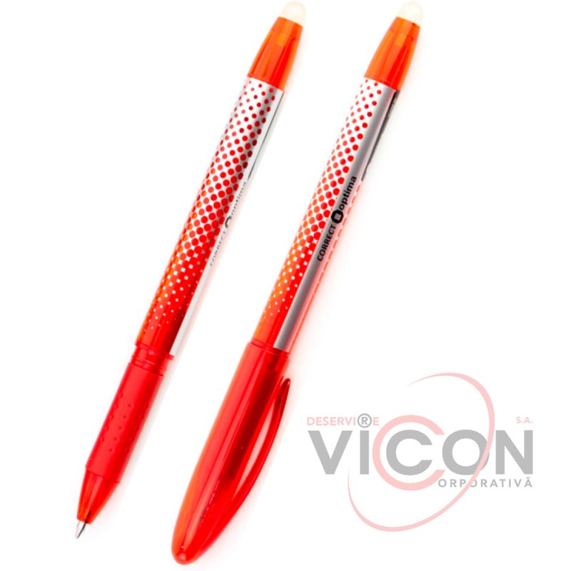 SCRIE-ȘTERGE Pix cu gel, OPTIMA, 0,5 mm, scrie roșu