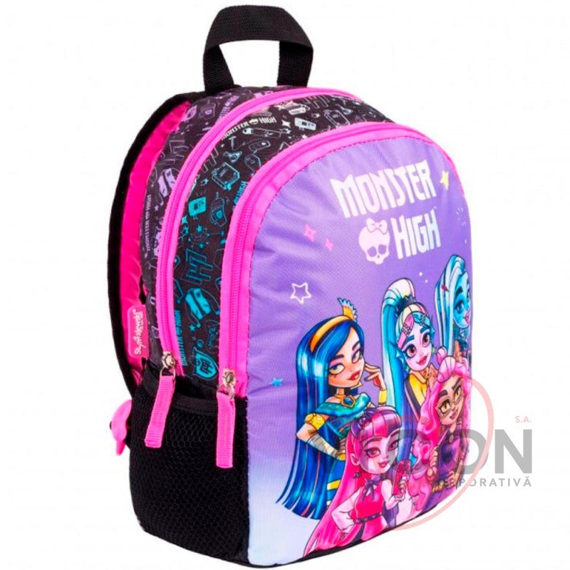 Ghiozdan St.Majewski Monster High, 30cm, gradinita, 2 compartimente, negru cu mov, D6