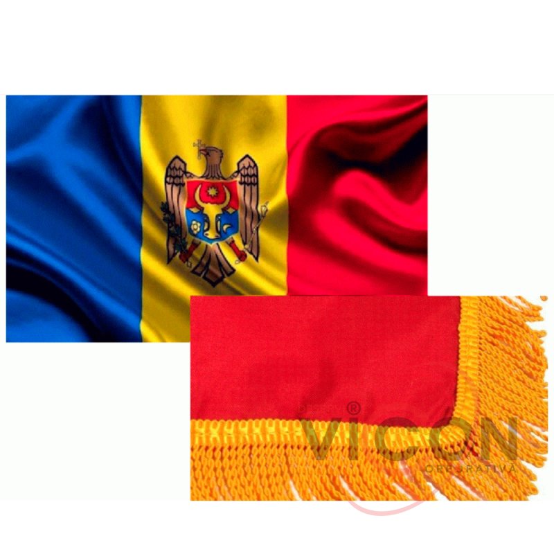 Drapel ceremonial al Moldovei 100x200 cm, cu franjuri lungi (satin 160 g/m2)