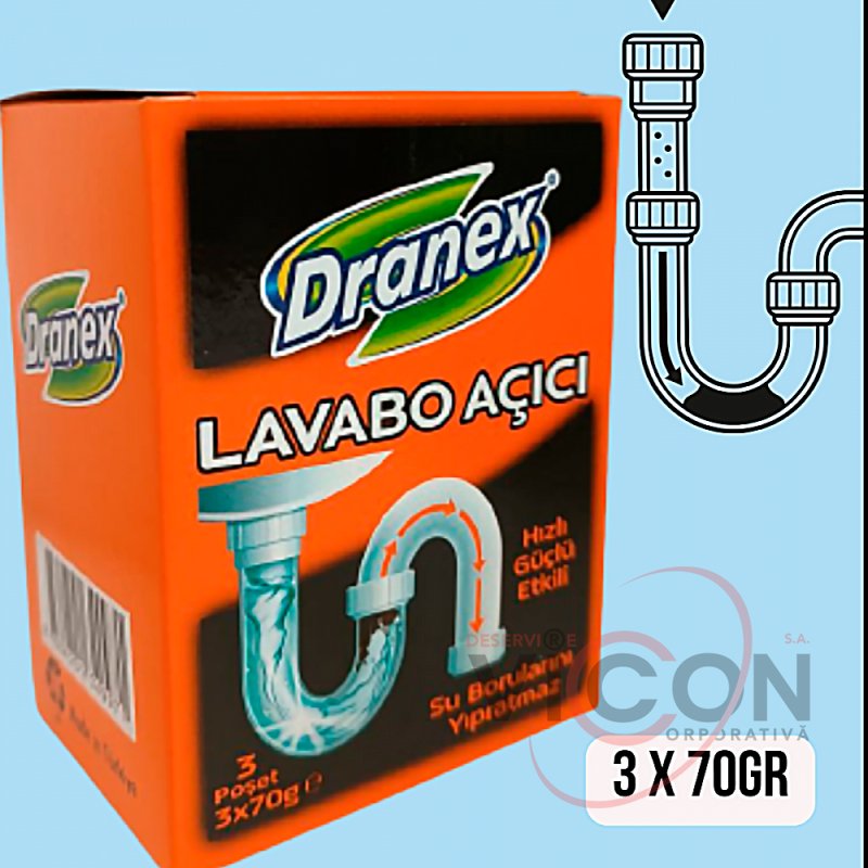 Средство для удаления засоров в трубах DRANEX. 3x70 g