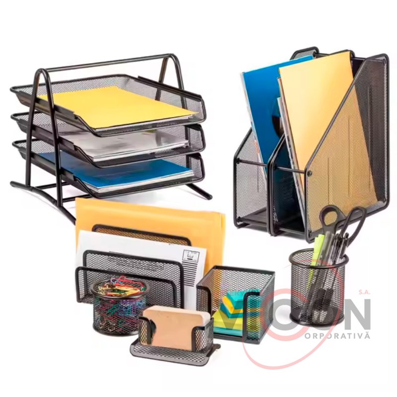 Organiser de birou din 7 piese metalice