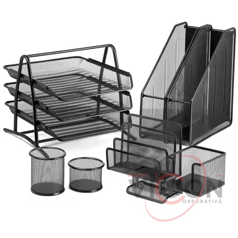 Organiser de birou din 7 piese metalice