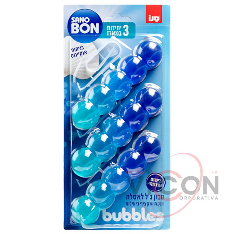 Sapun-gel WC Sanobon Bubbles Ocean, 3x35 g