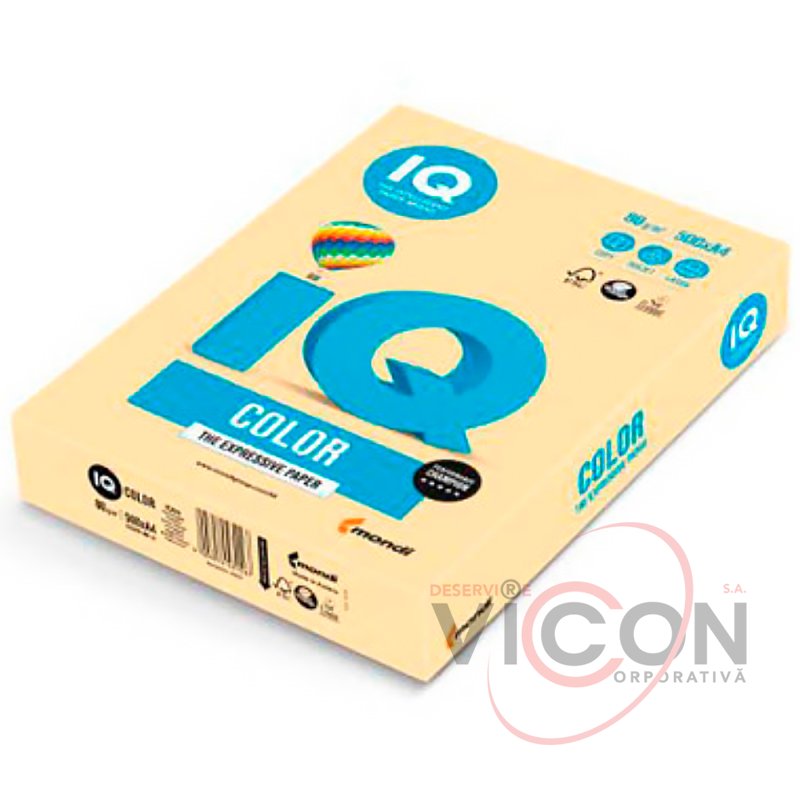 Бумага цветная IQ color, А4, 80 г/м2, 500 л., пастель, карамельный