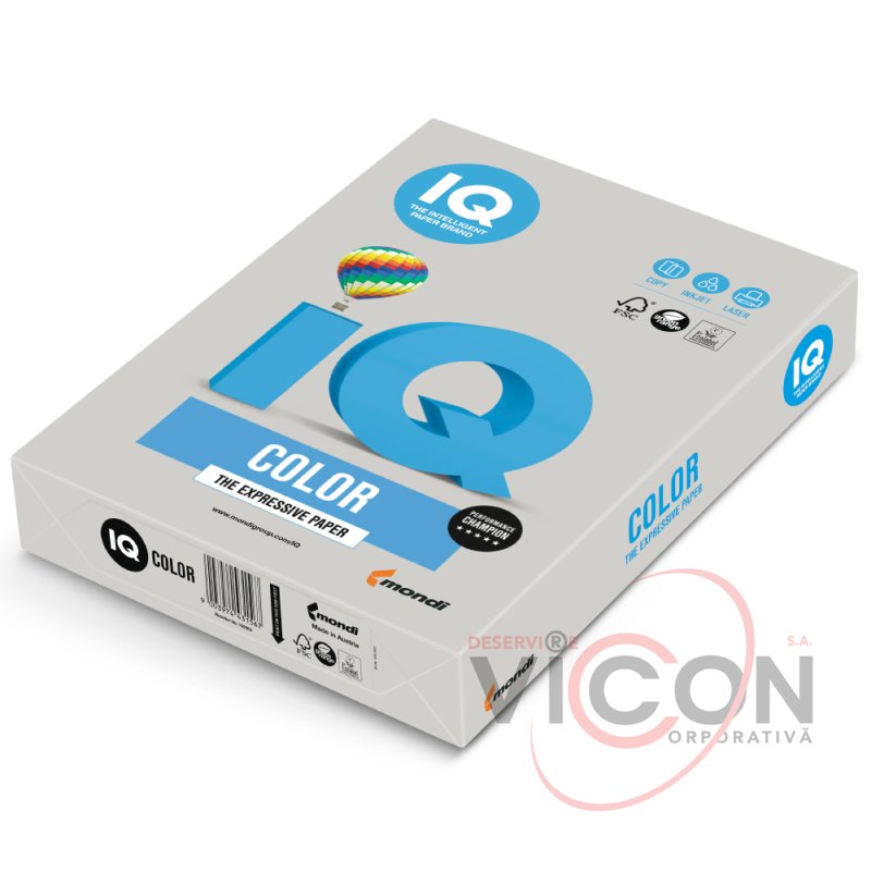 Бумага цветная IQ color, А4, 80 г/м2, 500 л., пастель, Oyster Grey