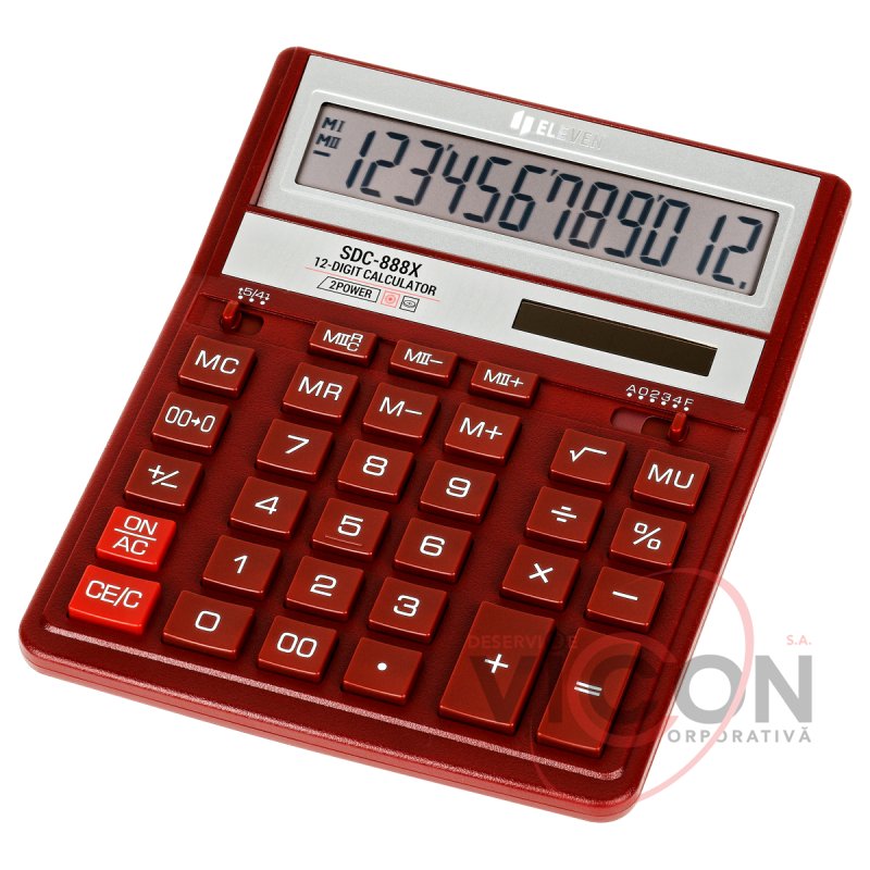 Калькулятор Eleven SDC-888X-RD, 12 разрядов, красный 