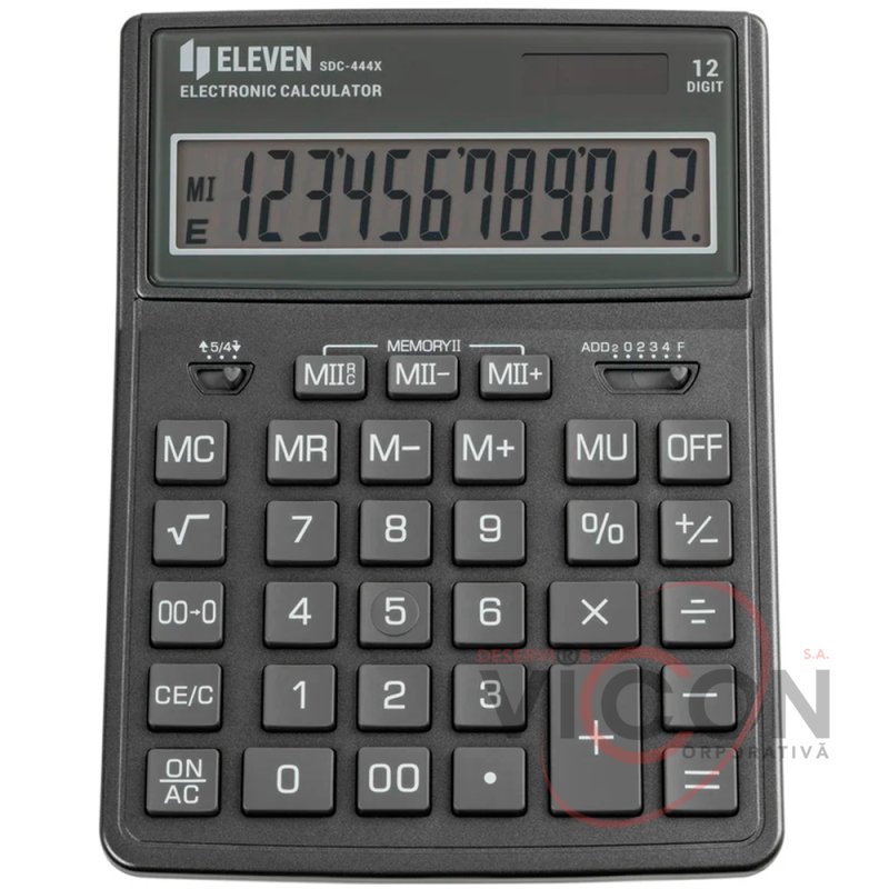 Калькулятор настольный Eleven SDC-444X-GR, 12 разрядов, двойное питание, 155х204х33 мм, cерый
