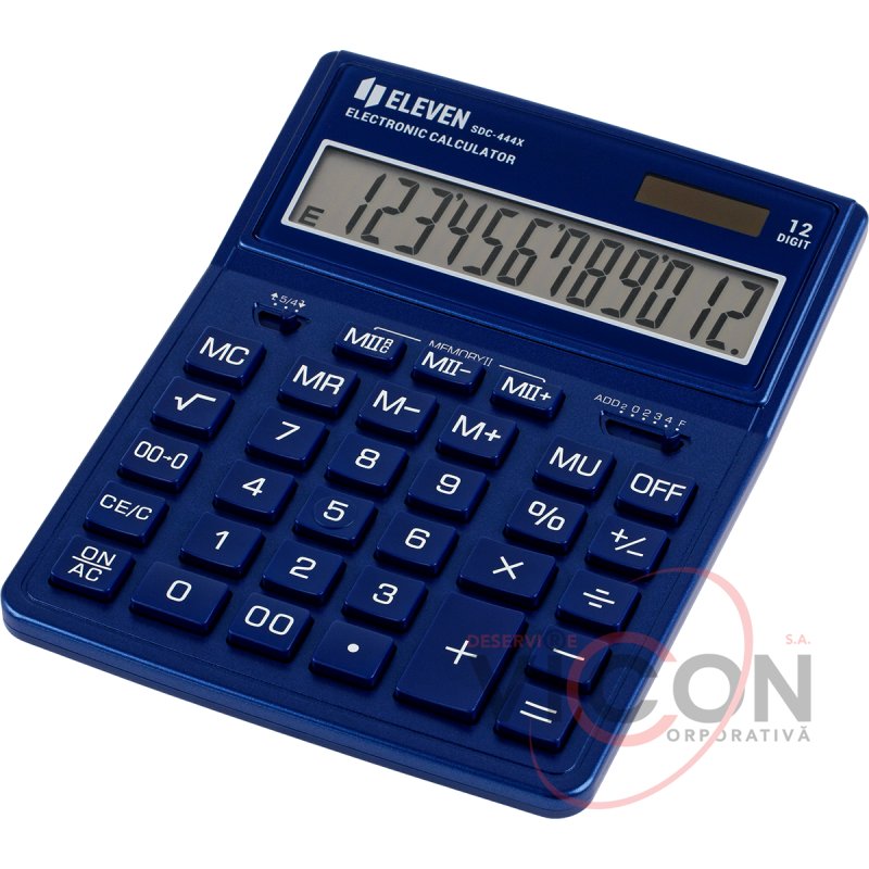 Calculator de birou Eleven, SDC-444X-NV, 12 cifre, 204mm*155mm*33mm, albastru închis, alimentare dublă