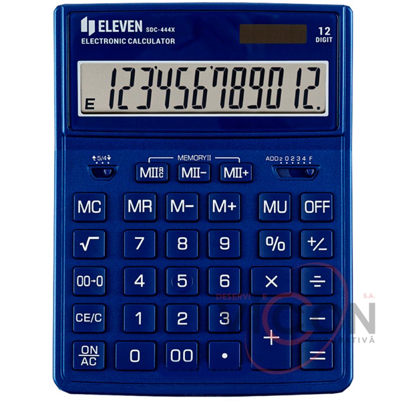 Calculator de birou Eleven, SDC-444X-NV, 12 cifre, 204mm*155mm*33mm, albastru închis, alimentare dublă
