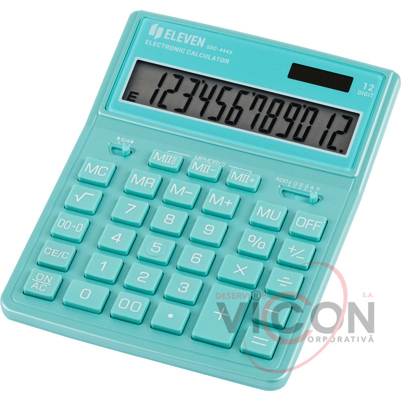 Calculator Eleven SDC-444X-GN, 12 cifre, dual power, 155×204×33mm, turcoaz
