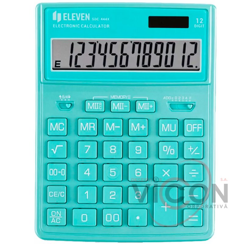 Calculator Eleven SDC-444X-GN, 12 cifre, dual power, 155×204×33mm, turcoaz