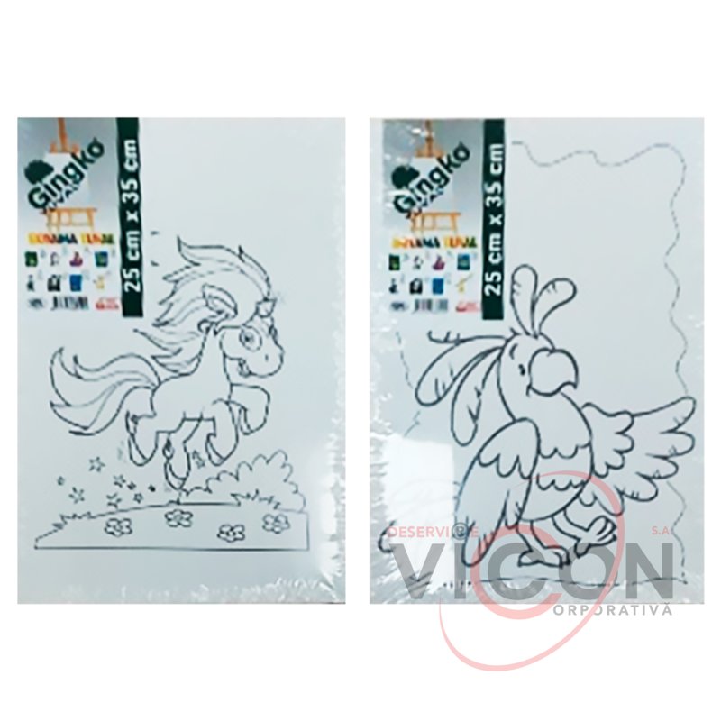 Холст белый на подрамнике с принтом для раскраски 25x35 см GINGKO