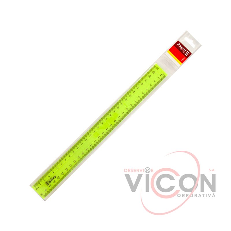 Axent Delta D9800-01 riglă din plastic, 30 cm, galben mat