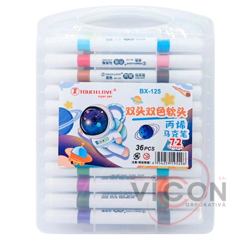 Marker Acrylic 36 buc-72,  culorioare metalică ML50-19