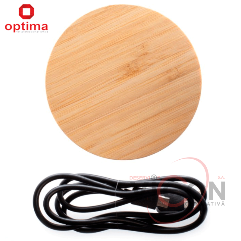 Încărcător wireless pentru Optima 4116, putere 10 W, culoare lemn natural.