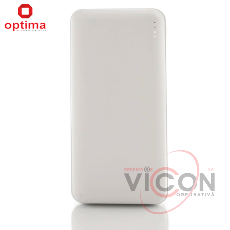 Мобильная батарея (Power Bank) Optima 4107, 20 000 mAh, 2*USB output, 5V 2.1A, цвет белый