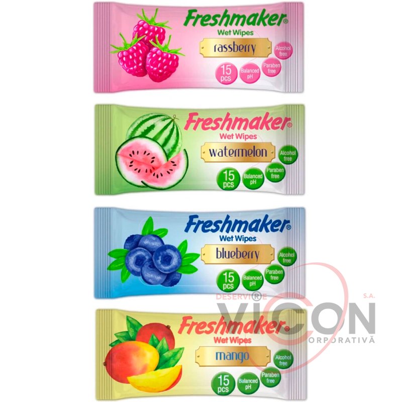 Șervețele umede Freshmaker, 15 buc., FRUIT SERIES