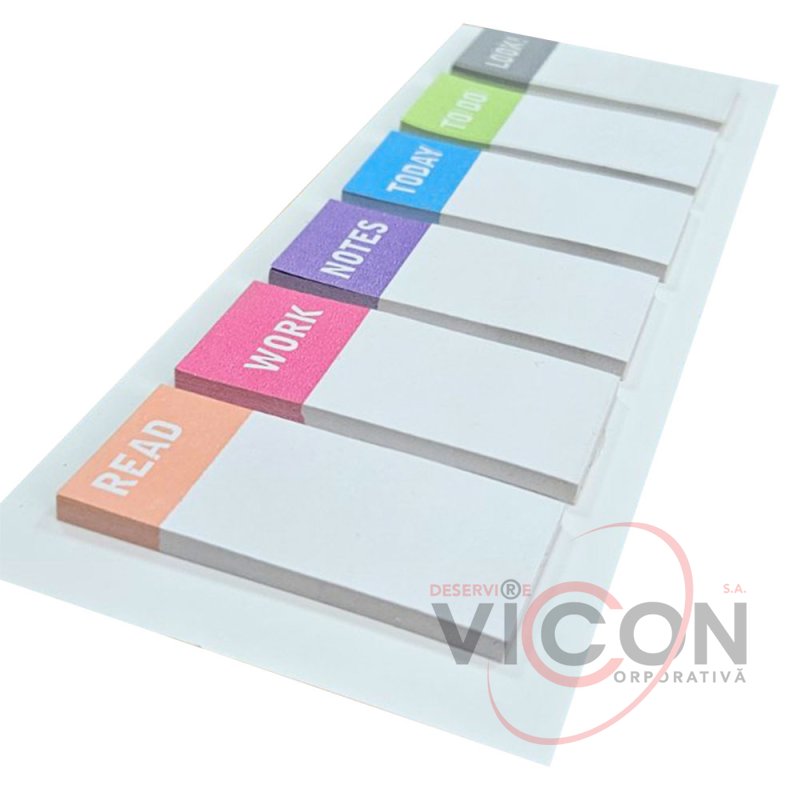 Stiker-Index color din hartie (Organiser) 22x50mm 6x30 foi